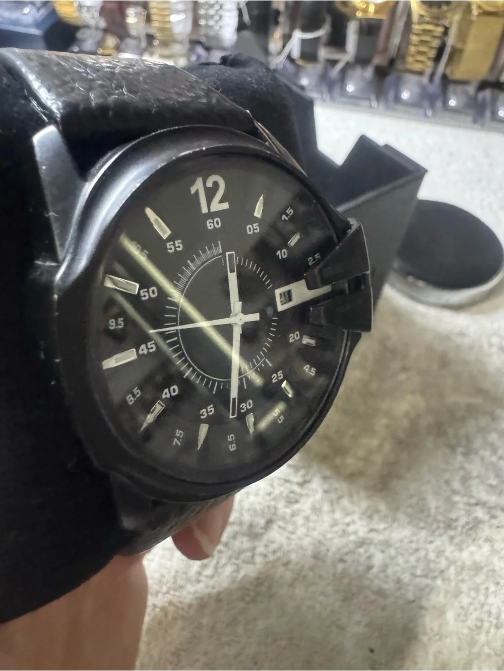 #50 Diesel Black Men's Analog Watch with Silver Accents